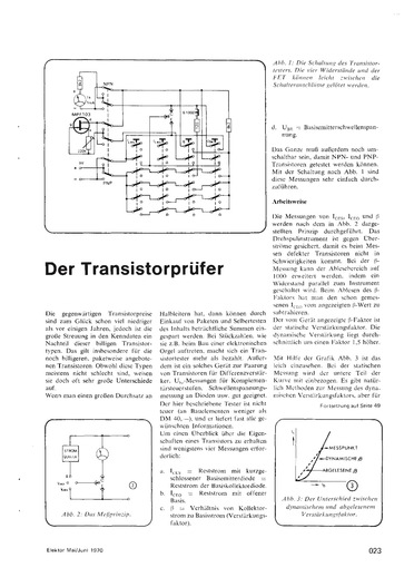 Der Transistorpr&uuml;fer (B/E Strommessung) 