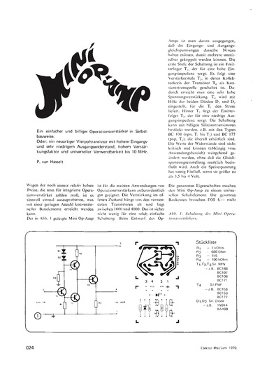  Mini-OpAmp (mit 4 Transistoren, BC148, BC158, 1N914) 