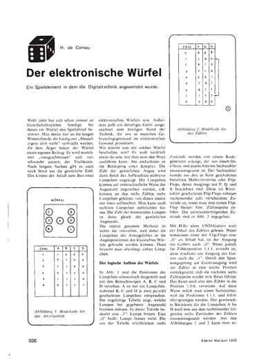  Der elektronische W&uuml;rfel (Z&auml;hler aus 3 Flip-Flops mit 6x BC108 + 7 L&auml;mpchen) 