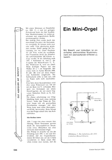  Eine Mini-Orgel (Bleistiftstrich als Widerstandsbahn, Fingerhut als Schleifer) 