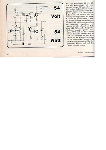  54 Volt, 54 Watt (Verst&auml;rker mit BD130, BC141/161, BCY65) 