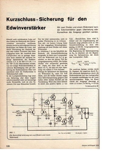  Kurzschluss-Sicherung f&uuml;r den Edwin-Verst&auml;rker 