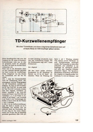  RD-Kurzwellenempf&auml;nger (Tunneldiode TD716 und IC TAA293) 