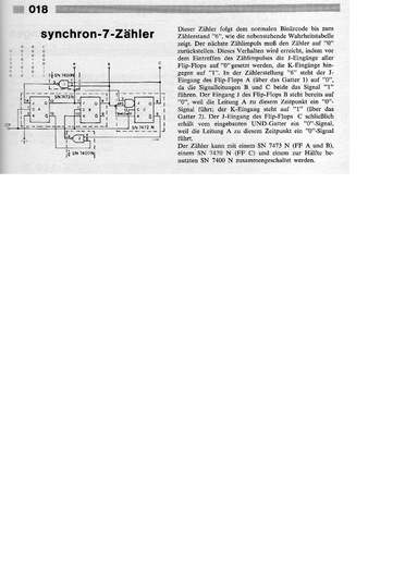  Synchron-7-Z&auml;hler (z&auml;hlt von 0-6, mit SN7400, SN7472, SN7473) 