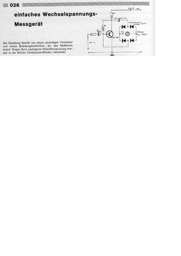  Einfaches Wechelspannungs-Messger&auml;t (Br&uuml;ckengleichrichtung mit Ge-Dioden) 