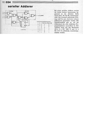  Serieller Addierer (digital addieren mit SN7400) 