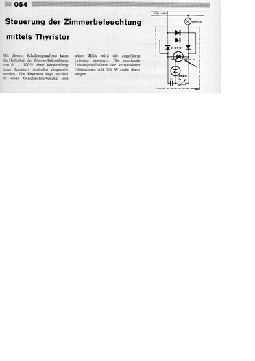  Steuerung der Zimmerbeleuchtung mittels Thyristor (500 W stufenlos steuern) 