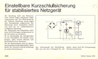  Einstellbare Kurzschlusssicherung f&uuml;r stabilisiertes Netzger&auml;t 