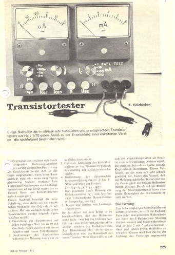  Transistortester (Erweiterung zu Heft 01/70) 