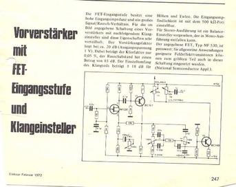  Vorverst&auml;rker mit FET-Eingangsstufe und Klangeinsteller 