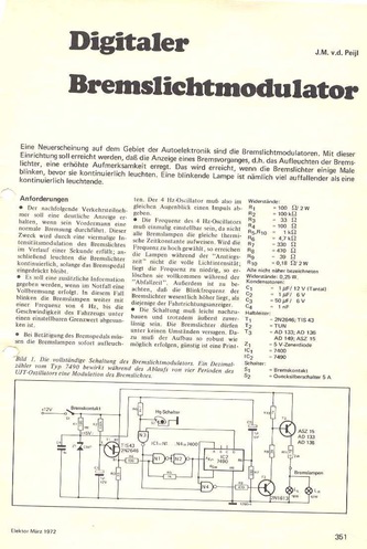  Digitaler Bremslichtmodulator (mit Quecksilberschalter, SN7400, SN7490) 