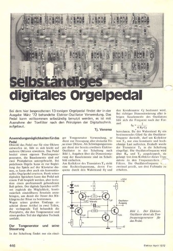  Selbstst&auml;ndiges digitales Orgelpedal, Teil 1 (13 T&ouml;ne, Oszillator aus M&auml;rz-Heft) 
