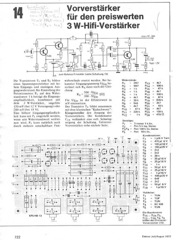  Vorverst&auml;rker f&uuml;r den preiswerten 3-W-HiFi-Verst&auml;rker 