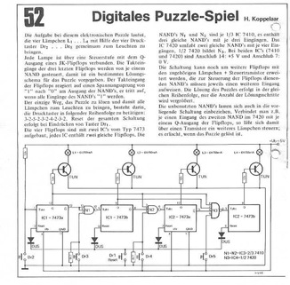  Digitales Puzzle-Spiel (4 L&auml;mpchen zum Leuchten bringen) 
