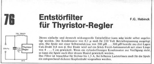  Entst&ouml;rfilter f&uuml;r Thyristor-Regler (LC-Glied 0,1 uF + 200-300 uH) 