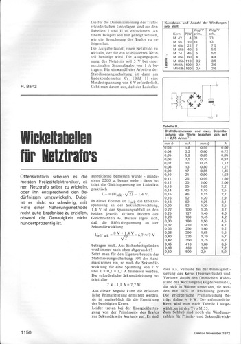  Wickeltabellen f&uuml;r Netztrafos 