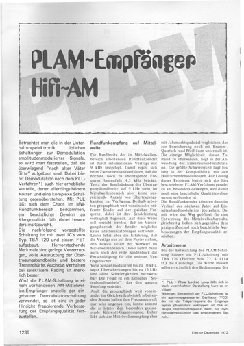  PLAM-Empf&auml;nger HiFi-AM (PLL-Demodulation mit TBA120) 