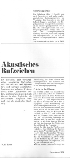  Akustische Rufzeichen (f&uuml;r Wecker oder T&uuml;rglocke, mit 7413, 7416) 