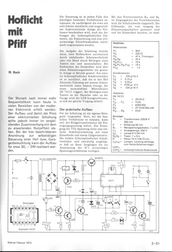  Hoflicht mit Pfiff (Kfz-Scheinwerfer schaltet Beleuchtung ein) 