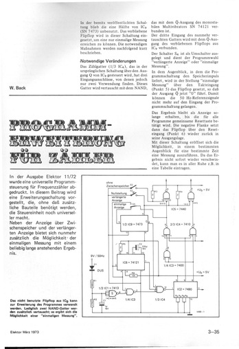  Programmerweiterung f&uuml;r Z&auml;hler (zu Heft 11/72) 