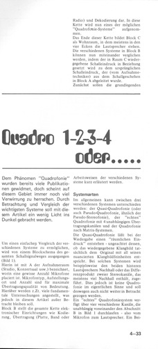  Quadro 1-2-3-4 oder... (Vergleich von Quadrophonie-Audio-Systemen) 