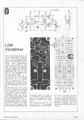  1,2-W-Verst&auml;rker (TAA861, 73, 7, 27) 