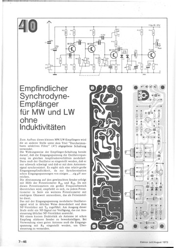  Empfindlicher Synchrodyne-Empf&auml;nger f&uuml;r MW und LW ohne Induktivit&auml;ten 