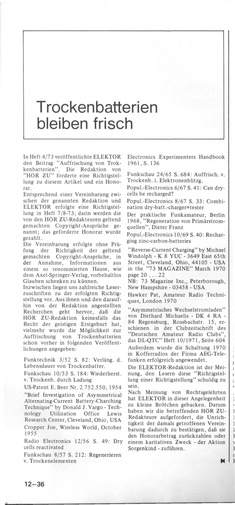  Trockenbatterien bleiben frisch (Nachtrag zu Heft 04/73, fr&uuml;here Artikel) 