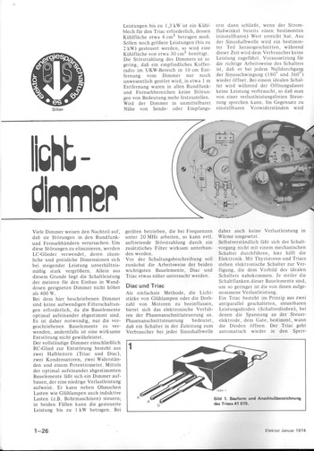  Lichtdimmer (1-2 W, auch f&uuml;r induktive Lasten, mit Triac 41015) 