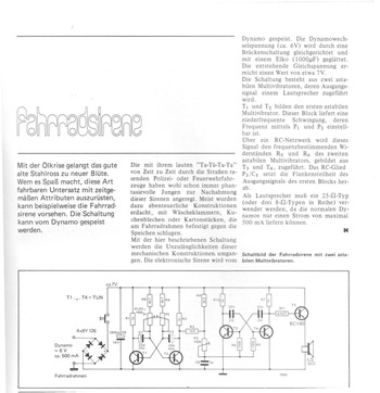  Fahrradsirene (vom Dynamo gespeist) 