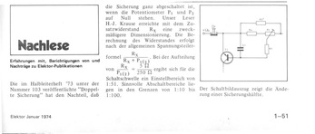  Nachlese (Doppelte Sicherung zu Heft 07/73 S. 77) 