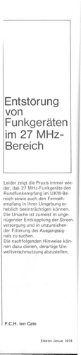  Entst&ouml;rung von Funkger&auml;ten im 27-MHz-Bereich 