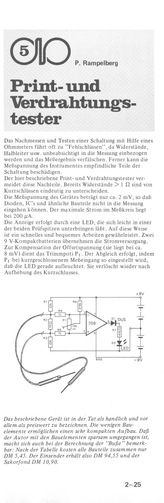  Print- und Verdrahtungstester (1 Ohm von Kurzschluss unterscheiden) 