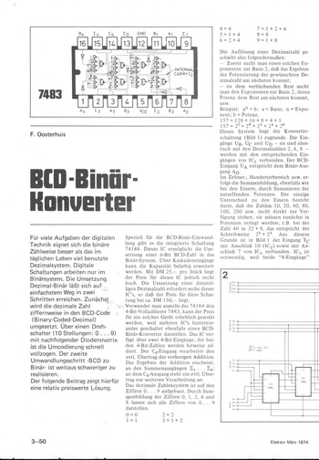  BCD-Bin&auml;r Konverter (Anwendung des 7483) 
