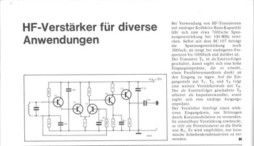  HF-Verst&auml;rker f&uuml;r diverse Anwendungen (mit BC107, 100 MHz) 