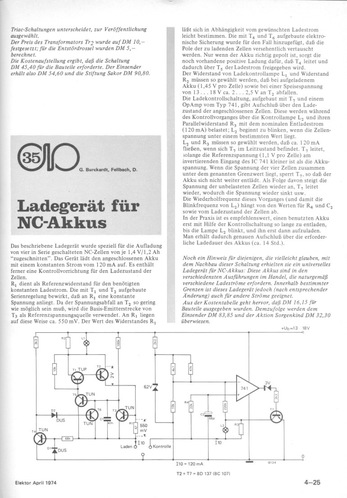  Ladeger&auml;t f&uuml;r NC-Akkus (NiCd-Akkus laden mit Konstantstrom, mit 741) 