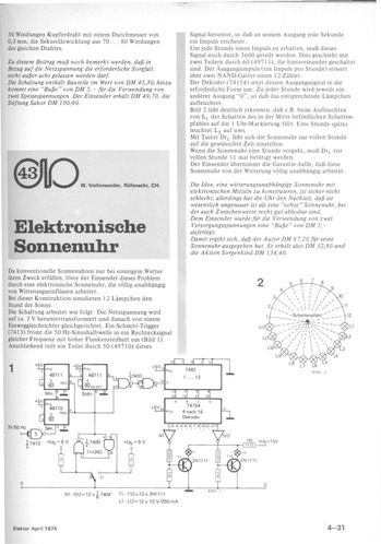  Elektronische Sonnenuhr (Netzgesteuert mit 12 L&auml;mpchen) 