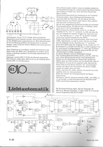  Lichtautomatik (Lichtschranke z&auml;hlt Personen im Raum, helligkeitsgesteuert) 