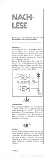  Nachlese (Z&auml;hlwecker 10/73, Quarzzeitbasis 10/73, Big-Ben 02/74) 