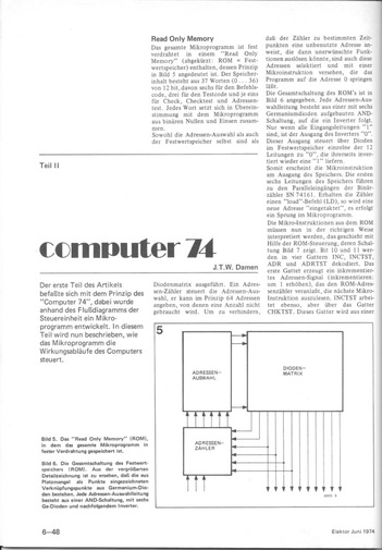  Computer 74, Teil 2 (Aufbau eines Computers mit TTL-ICs 7400) 