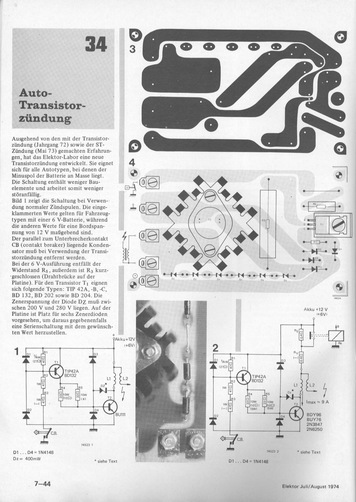 Auto-Transistorz&uuml;ndung (f&uuml;r 6 V oder 12 V, BU111 u.a., diskret, Platine) 