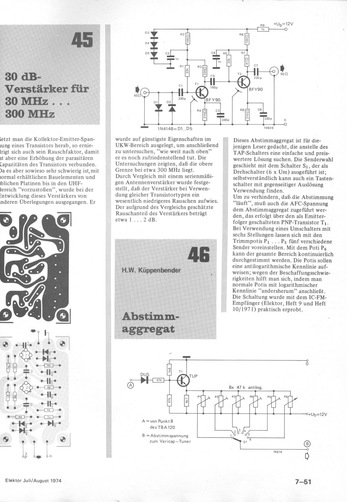  30-dB-Verst&auml;rker f&uuml;r 30 MHz-300 MHz (rauscharmer Antennenverst&auml;rker, BFY90, Platine) 