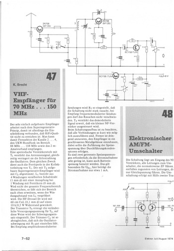  VHF-Empf&auml;nger 70 MHz-150 MHz (Superregenerativprinzip, diskret) 