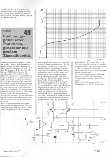  Spannungsgesteuerter Funktionsgenerator mit gro&szlig;em Einstellbereich (NF-Oszillator, VCO, 4 Hz-32 kHz, ICL8038, 741) 