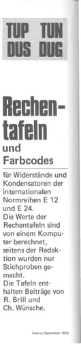  Rechentafeln (Farbcodes f&uuml;r Widerst&auml;nde und Kondensatoren) 