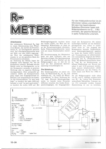 R-Meter (Ohmmeter 0-1 MOhm, Wheatstone-Br&uuml;cke mit 741) 
