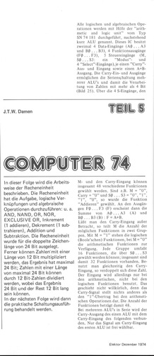  Computer 74, Teil 5 (Aufbau eines Computers mit TTL ICs 7400) 