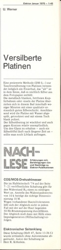  Nachlese (COS/CMOS-Drehzahlmesser 07/74, Elektron. Saitenklang 11/74) 