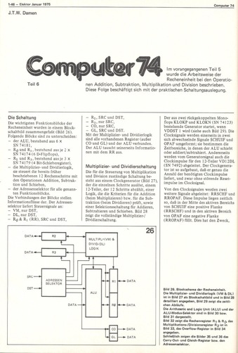  Computer 74, Teil 6 (Aufbau eines Computers mit TTL ICs 7400) 