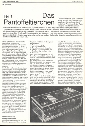  Das Pantoffeltierchen, Teil 1 (Vorstellung einer Kybernetik-Arbeit aus `Jugend forscht`) 